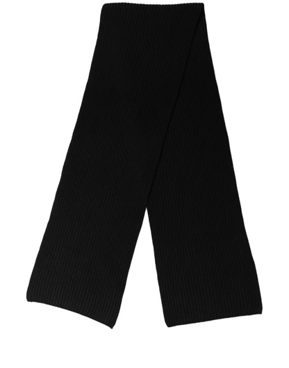 Men Black Wool Knitted Neck Shawl Scarf