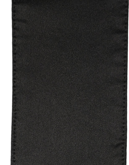 Black Satin Silk Skinny Fringed Shawl Scarf