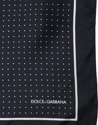 Blue Silk Polka Dot Handkerchief Pocket Scarf