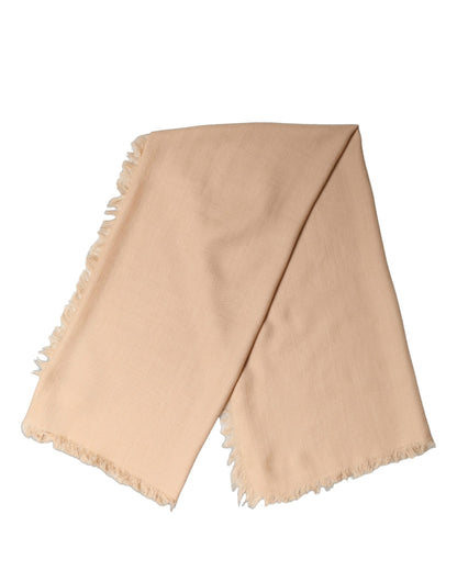Beige Silk Wool Fringed Men Lace Stole Scarf