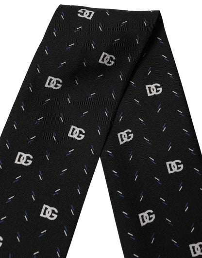 Black Silk DG Logo Men Skinny Shawl Scarf