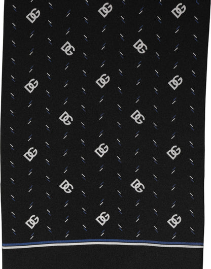 Black Silk DG Logo Men Fringed Shawl Scarf