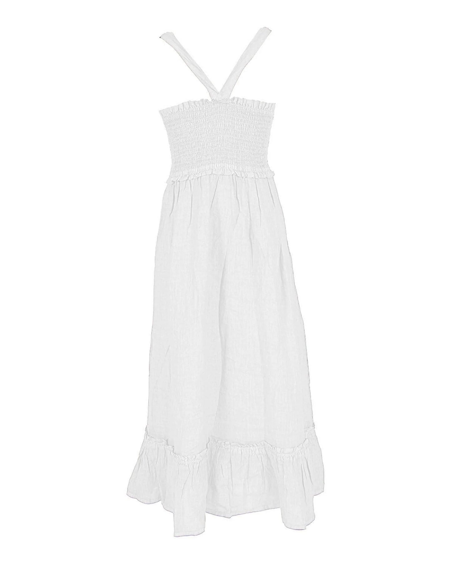 White Linen Casual Dress