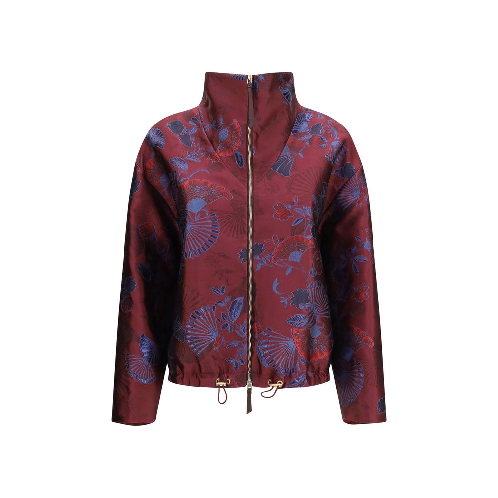 Bordeaux Polyester Full-Length Jacket