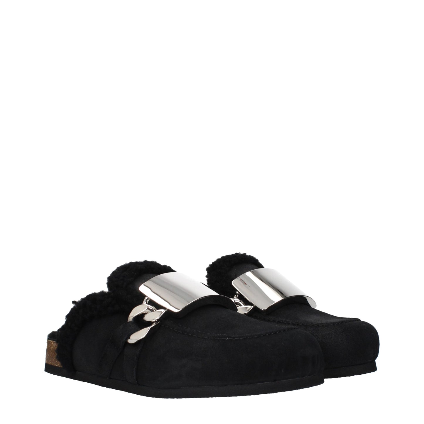 Black Leather Slippers