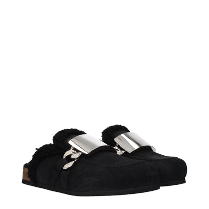Black Leather Slippers