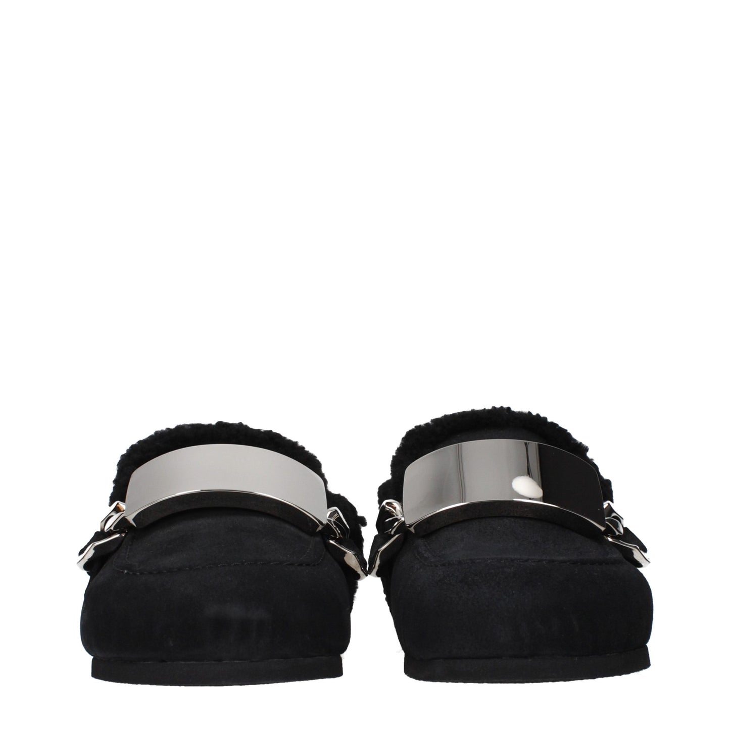 Black Leather Slippers