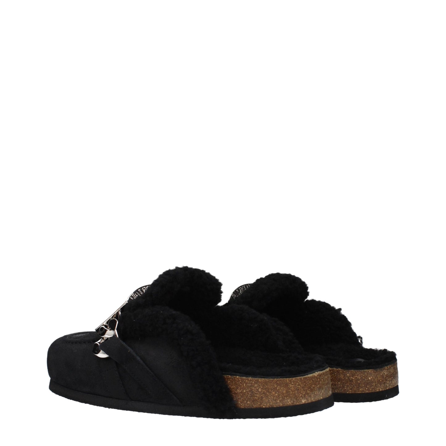Black Leather Slippers