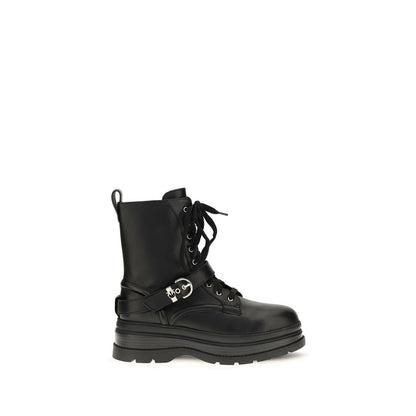 Black Calf Leather Bos Taurus Lace-Up Boots