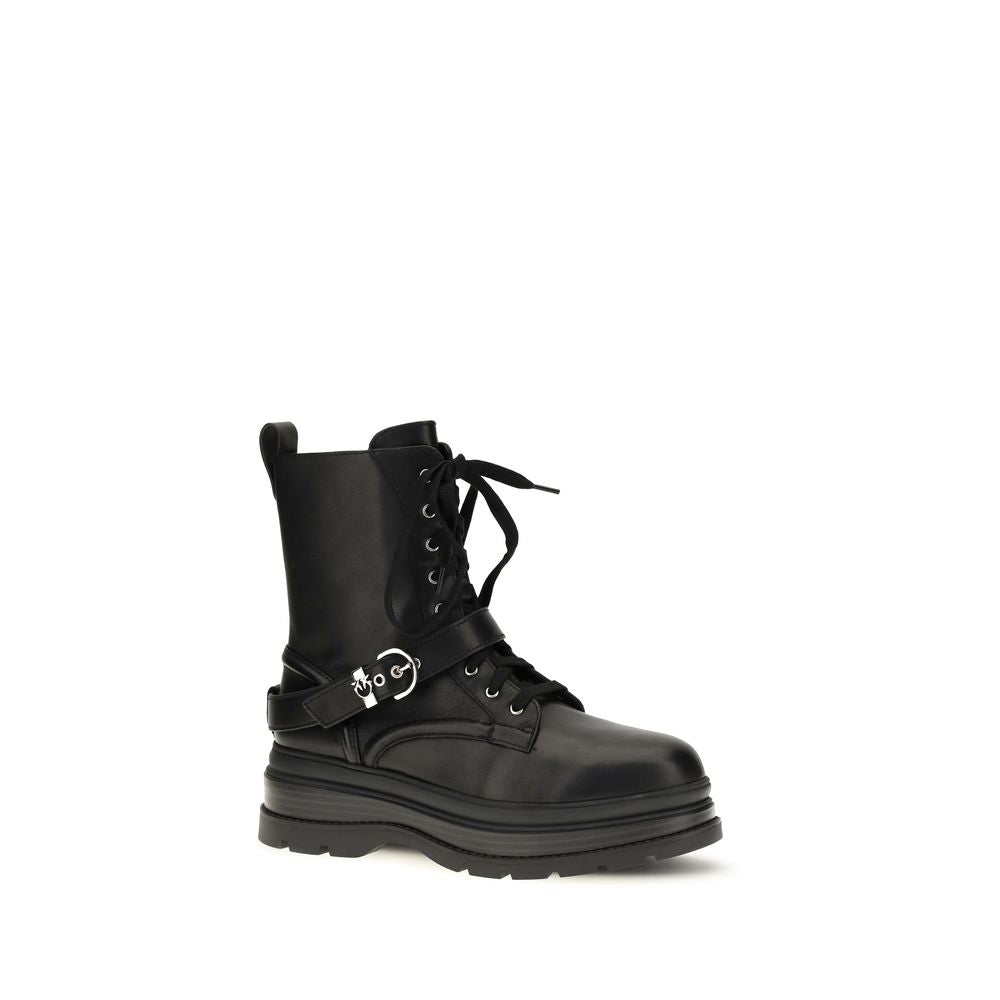 Black Calf Leather Bos Taurus Lace-Up Boots