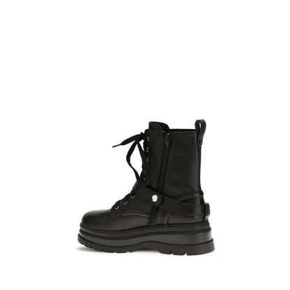 Black Calf Leather Bos Taurus Lace-Up Boots