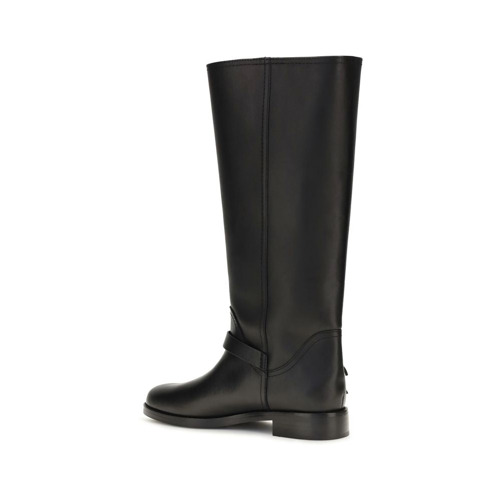 Black Calf Leather Bos Taurus Flat Boots