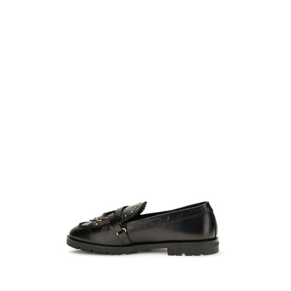 Black Calf Leather Bos Taurus Slip-On Loafers