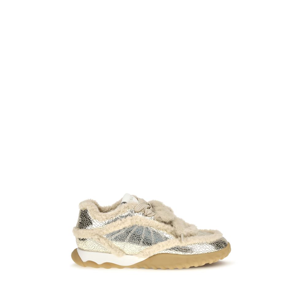 Silver Calf Leather Bos Taurus Chunky Sneakers