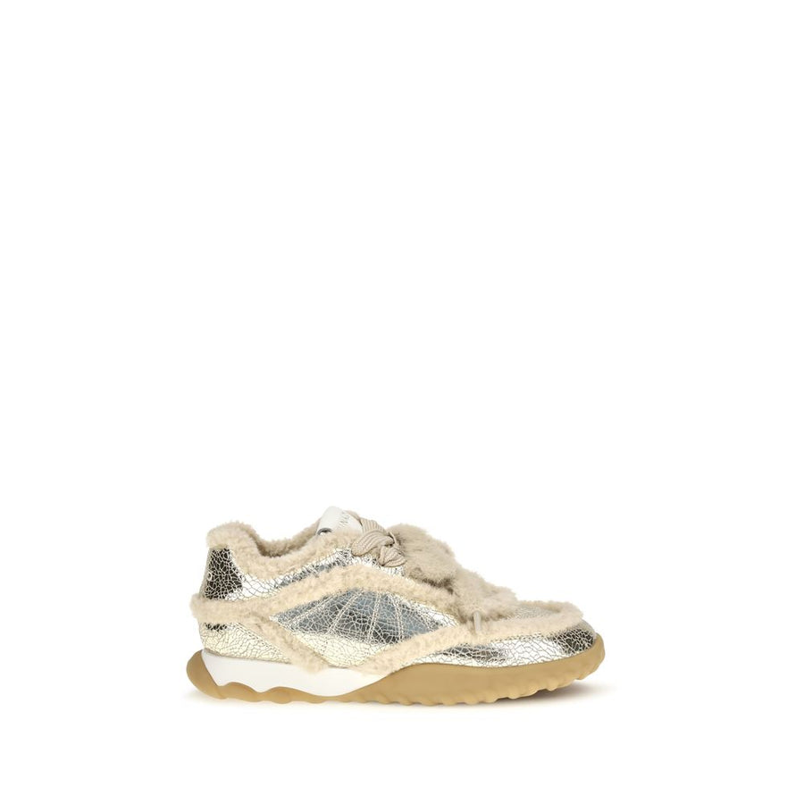 Silver Calf Leather Bos Taurus Chunky Sneakers
