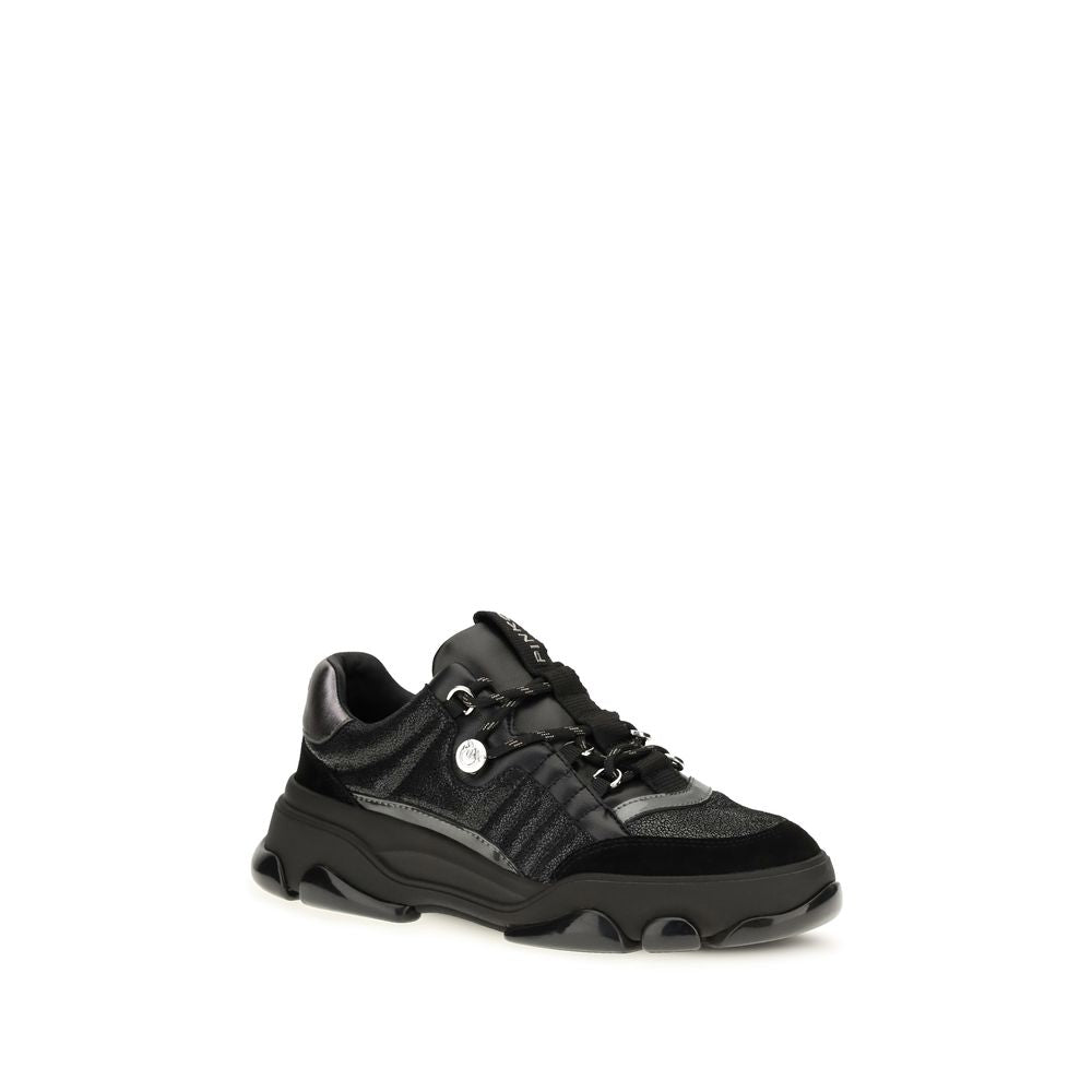 Black Calf Leather Bos Taurus Chunky Sneakers