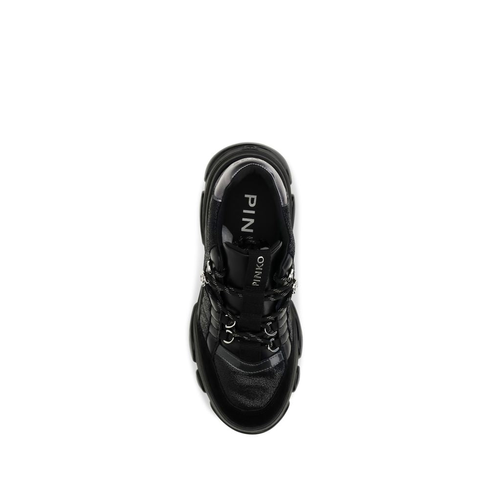 Black Calf Leather Bos Taurus Chunky Sneakers