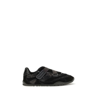 Black Suede Leather Athletic Sneakers