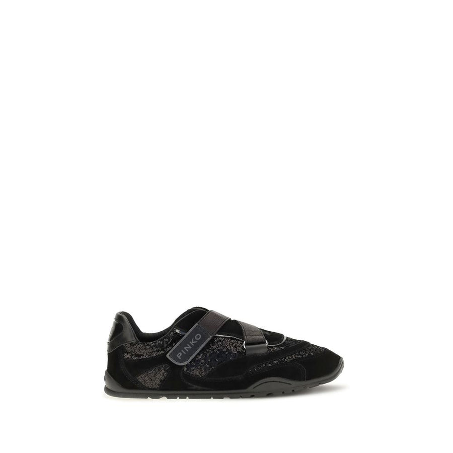 Black Suede Leather Athletic Sneakers