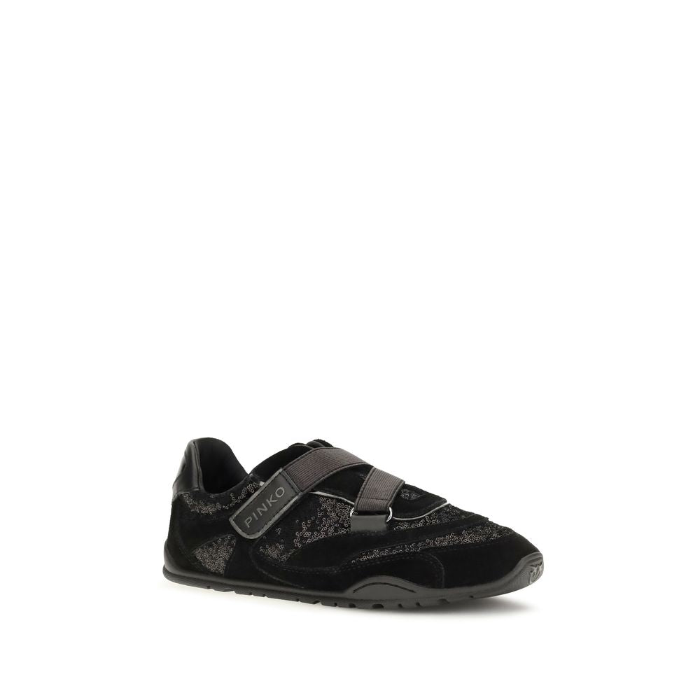 Black Suede Leather Athletic Sneakers