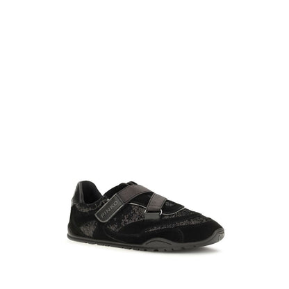 Black Suede Leather Athletic Sneakers