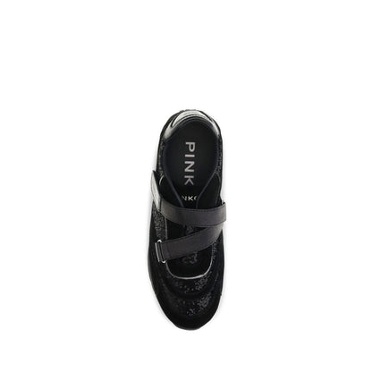 Black Suede Leather Athletic Sneakers