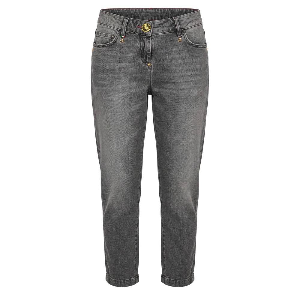Grey Cotton Women Jeans