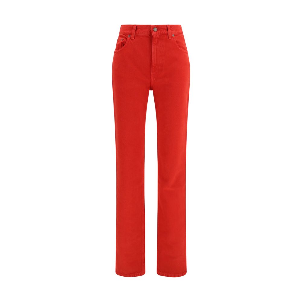 Red Cotton Casual Pants