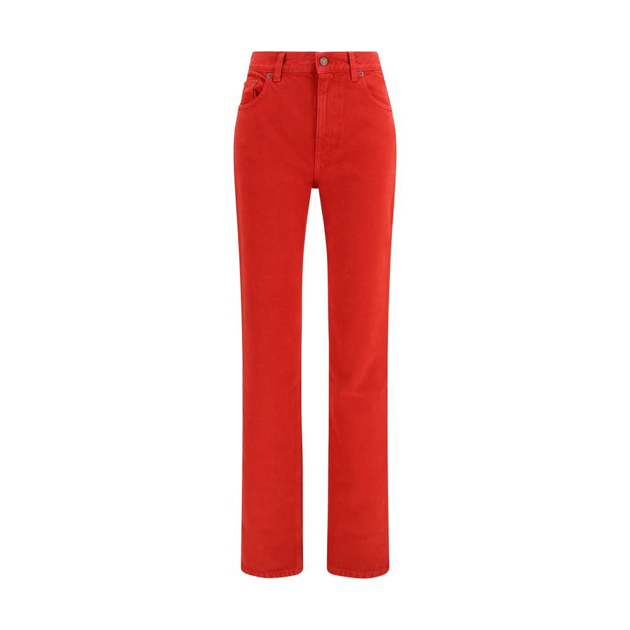 Red Cotton Casual Pants