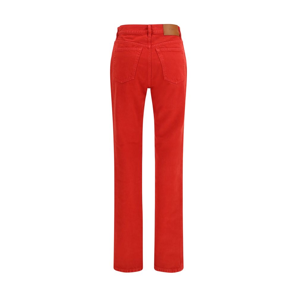Red Cotton Casual Pants