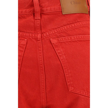 Red Cotton Casual Pants