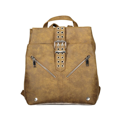 Brown Polyurethane Women's Backpack for Trendy Adventures