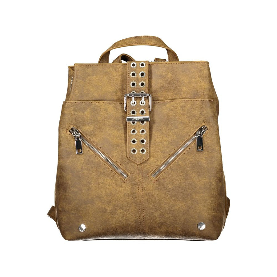 Brown Polyurethane Women's Backpack for Trendy Adventures