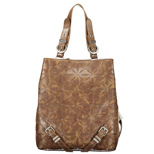 Brown Polyurethane Women's Backpack