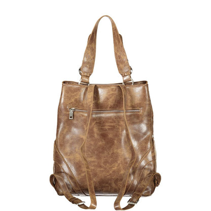 Brown Polyurethane Women's Backpack
