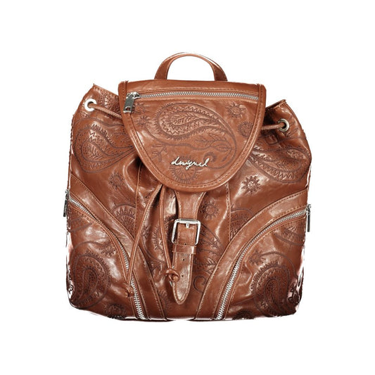 Brown Polyurethane Women's Backpack