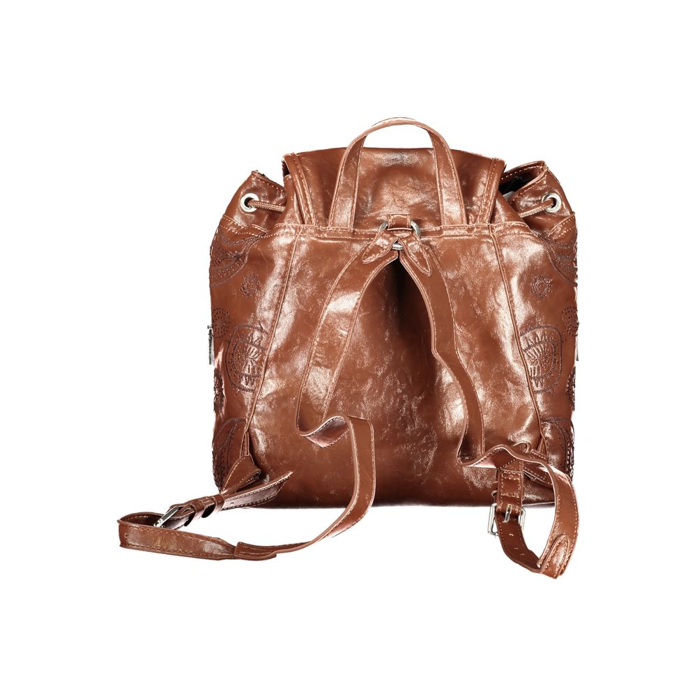 Brown Polyurethane Women's Backpack