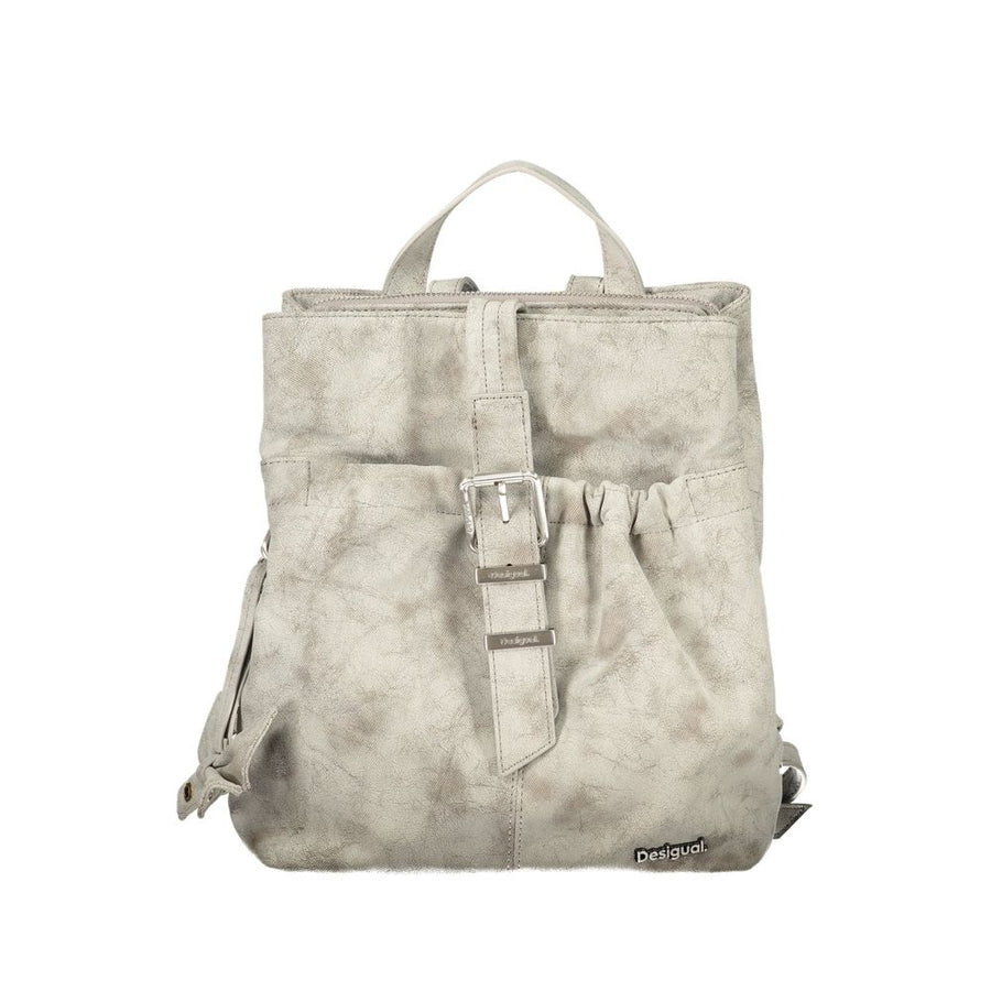 Gray Polyurethane Women's Backpack
