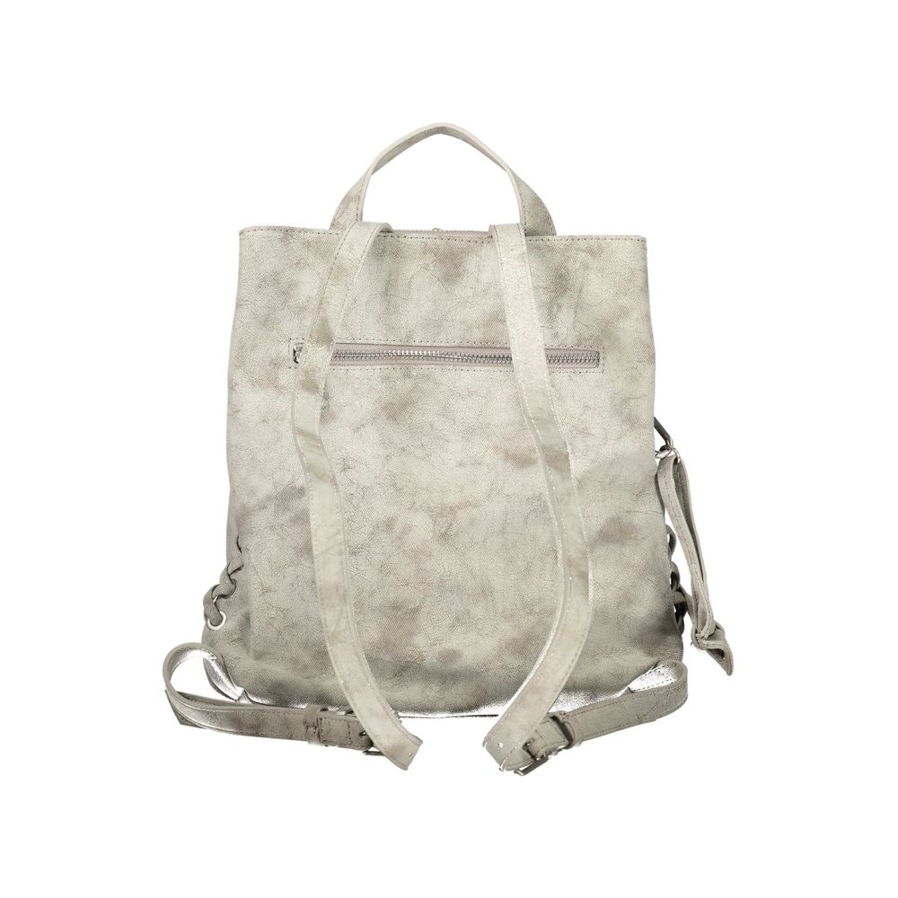 Gray Polyurethane Women's Backpack
