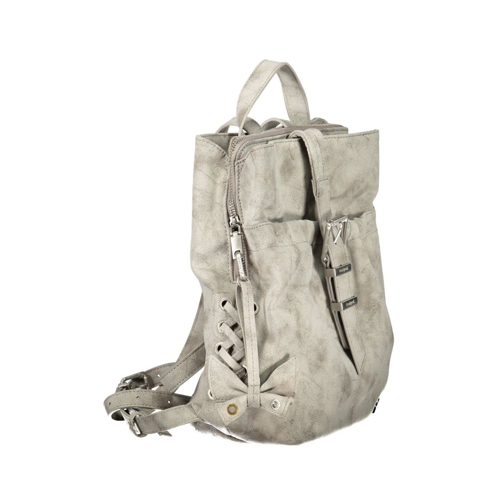 Gray Polyurethane Women's Backpack