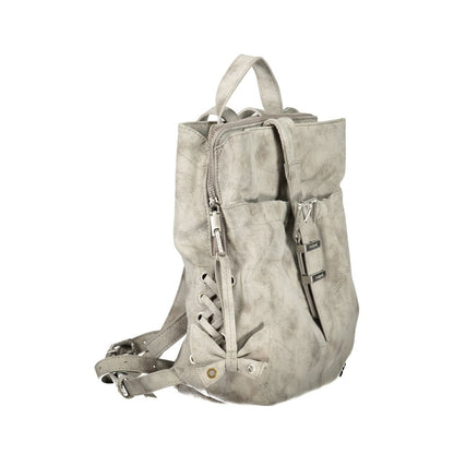 Gray Polyurethane Women's Backpack