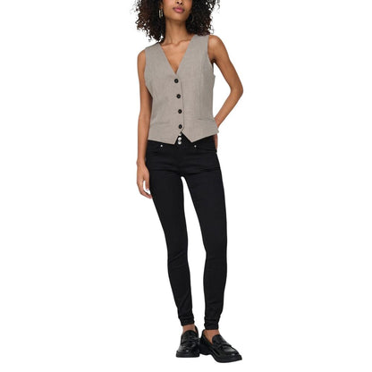 Beige Polyester Waistcoat
