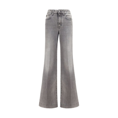 Gray Cotton Flared Jeans