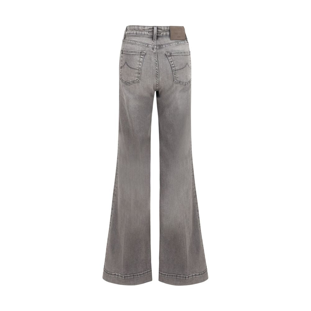 Gray Cotton Flared Jeans
