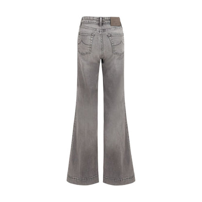 Gray Cotton Flared Jeans