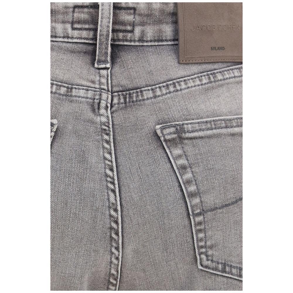 Gray Cotton Flared Jeans