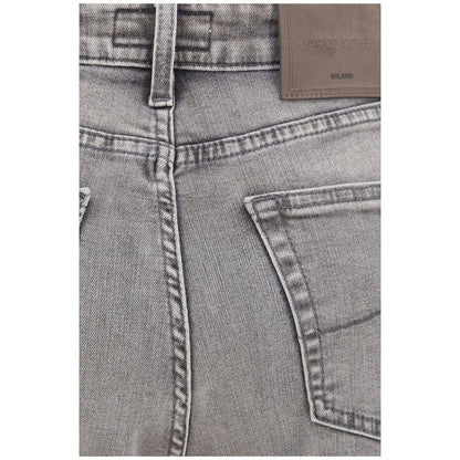 Gray Cotton Flared Jeans