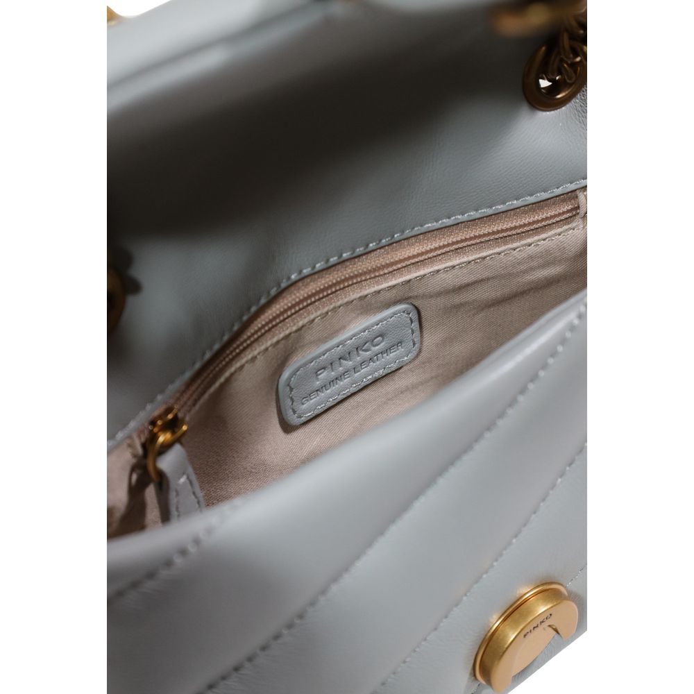 Gray Leather Handbag