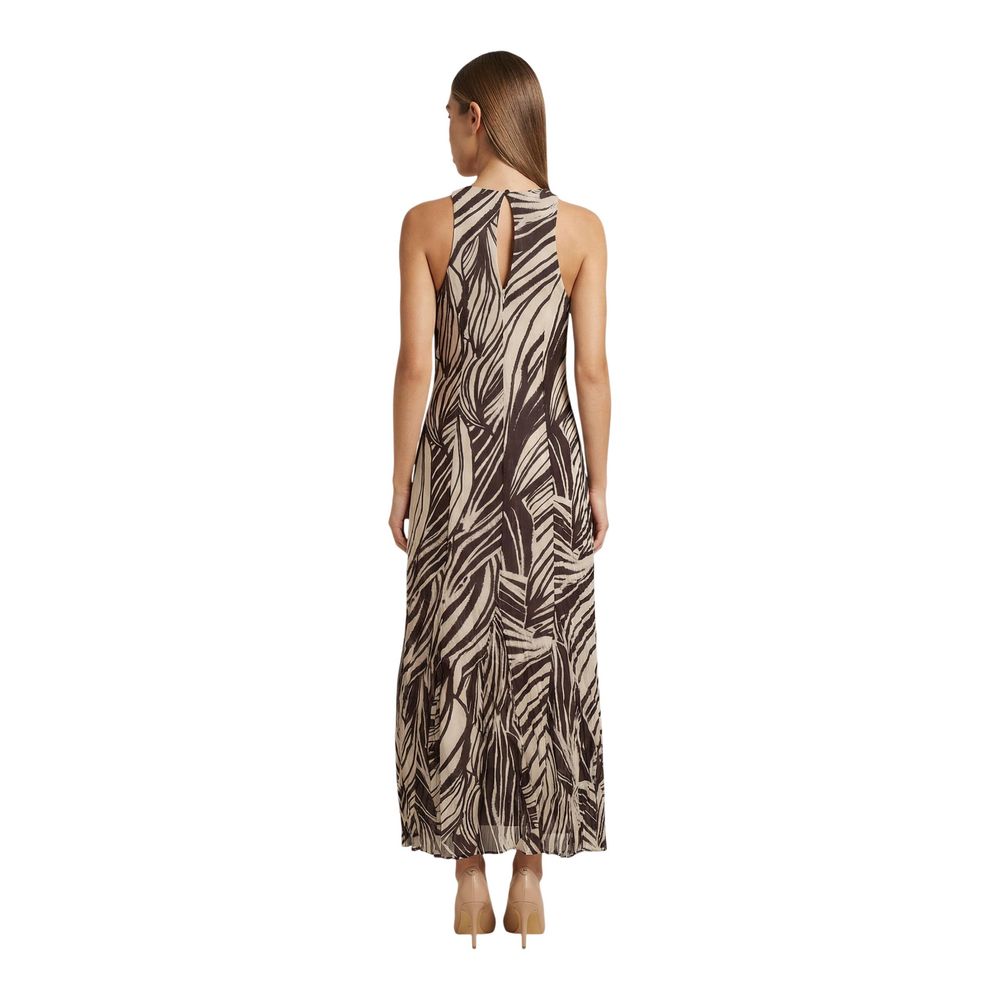 Brown Polyester Long Dress