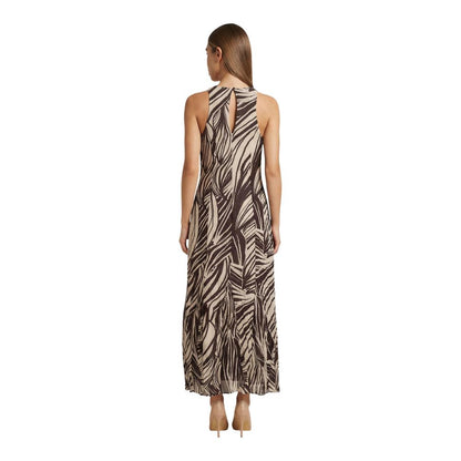 Brown Polyester Long Dress